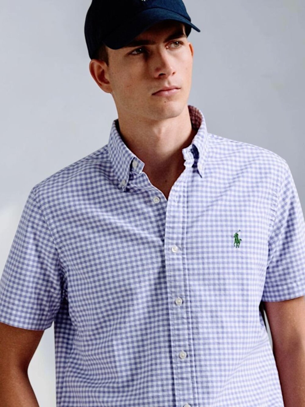 Polo Ralph Lauren 100% cotton periwinkle purple blue gingham button up shirt L